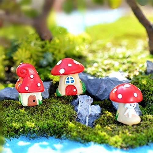 Krisah Pack of 3 Miniature Doll House Accessories Mushroom Huts Resin For DIY Fairy Garden Dollhouse Decor Landscaping Decor,Multicolour - Image 3