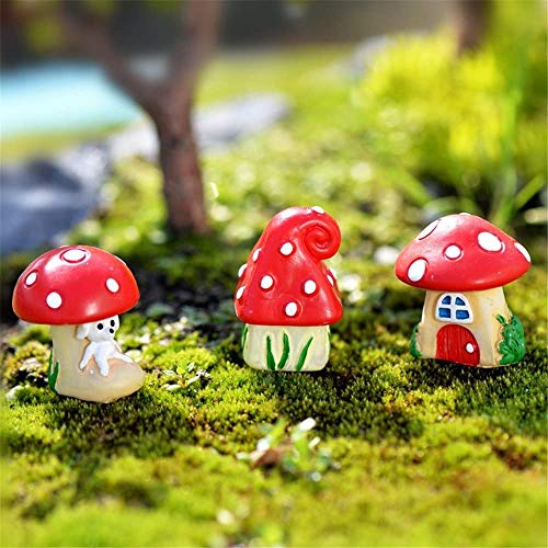 Krisah Pack of 3 Miniature Doll House Accessories Mushroom Huts Resin For DIY Fairy Garden Dollhouse Decor Landscaping Decor,Multicolour - Image 4