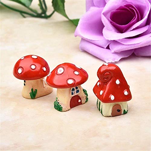 Krisah Pack of 3 Miniature Doll House Accessories Mushroom Huts Resin For DIY Fairy Garden Dollhouse Decor Landscaping Decor,Multicolour - Image 5