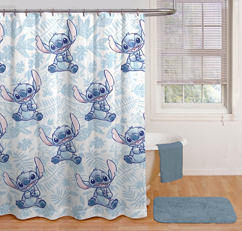Jay Franco Disney Lilo & Stitch Sunglasses & Surf Kids Fabric Shower Curtain, Featuring Stitch, 70 x 72 inches, Hooks and Rod not Included - Image 2