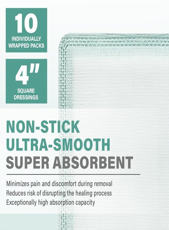 EVERLIT CARE EquiFlow Super Absorbent Dressing for Heavily Exuding Wound | Fast-Absorbing Non-Adhesive Polymer Dressing with Nonstick Gauze Pad | High Absorption & Retention | Pack of 10 (4" x 4" - Image 2