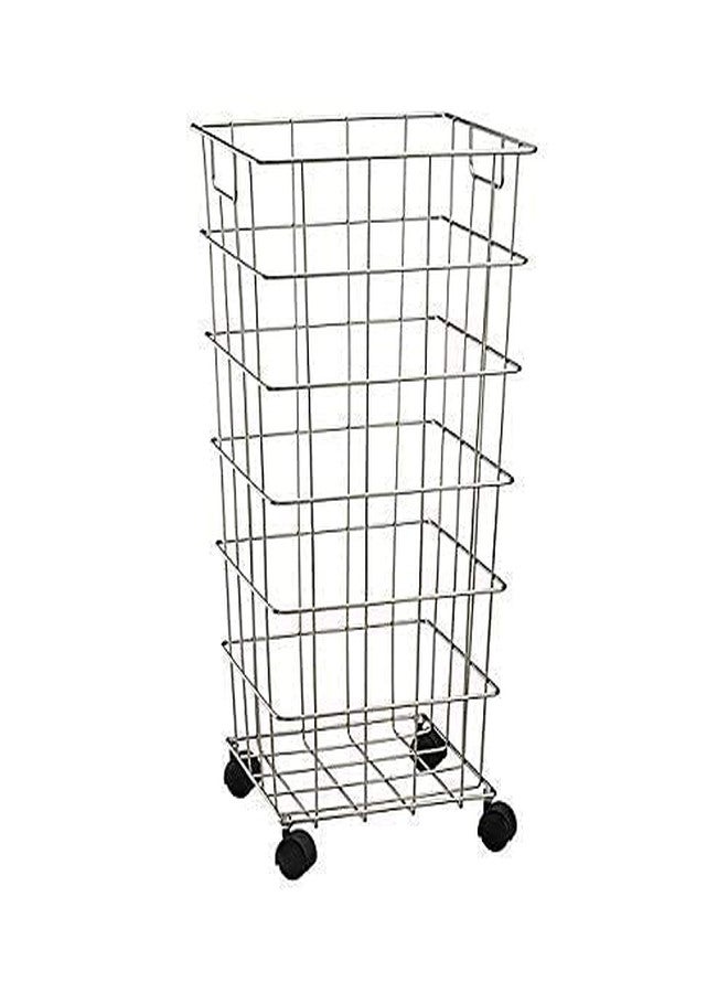 OGFC 3180 Laundry basket on Wheels / laundry basket / storage bins / Wash clothes bin / Stainless steel storage with wheels- Chrome - Image 1