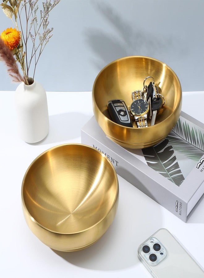 MBAIYO 2 Pcs Gold Large Key Bowl, 7.4 Inch Decorative Key Bowl for Entryway Table Catch All Dish Gold Keys Bowls for Entryway Table Home Decor Centerpiece - Image 5