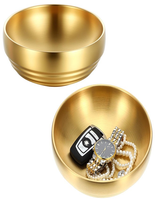 MBAIYO 2 Pcs Gold Large Key Bowl, 7.4 Inch Decorative Key Bowl for Entryway Table Catch All Dish Gold Keys Bowls for Entryway Table Home Decor Centerpiece - Image 1