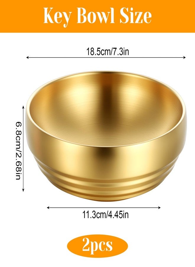 MBAIYO 2 Pcs Gold Large Key Bowl, 7.4 Inch Decorative Key Bowl for Entryway Table Catch All Dish Gold Keys Bowls for Entryway Table Home Decor Centerpiece - Image 2