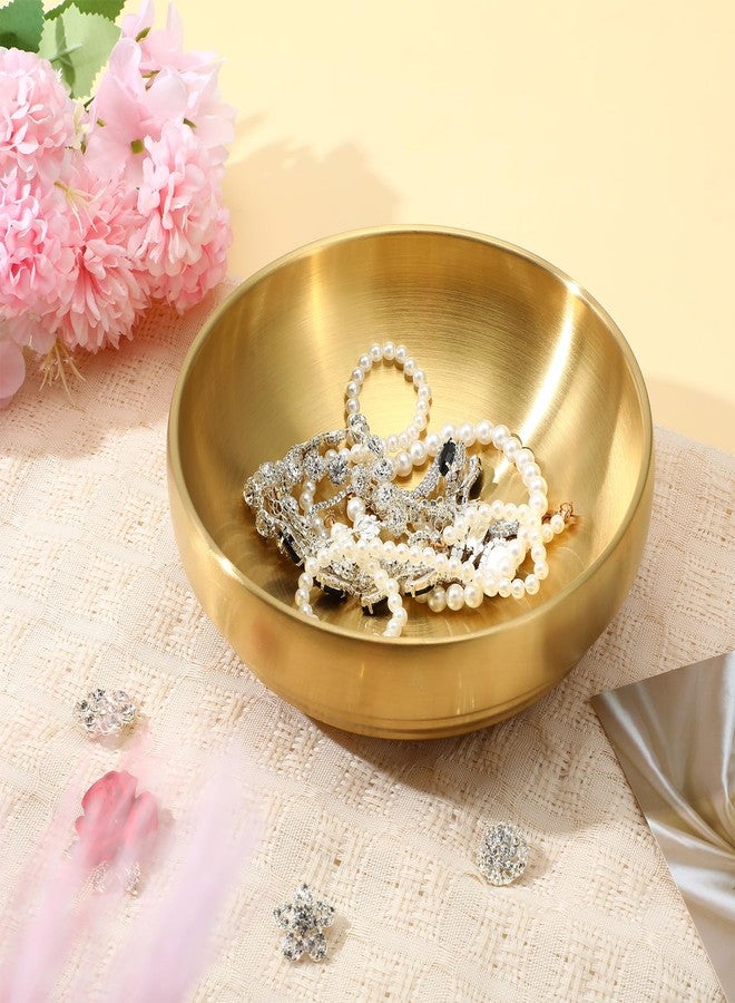 MBAIYO 2 Pcs Gold Large Key Bowl, 7.4 Inch Decorative Key Bowl for Entryway Table Catch All Dish Gold Keys Bowls for Entryway Table Home Decor Centerpiece - Image 3