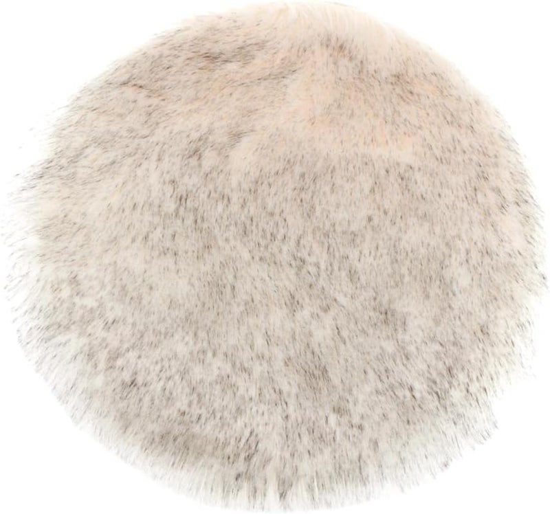 misppro Round Faux Fur Seat Cushion Pad - Shaggy Sheepskin Area Rug, Photo Props, White Gray, 30cm