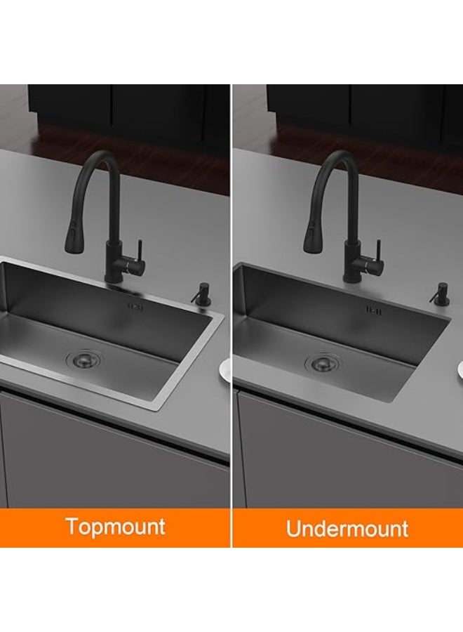 TASVORA Kitchen Sink | 70x44X19cm Stainless Steel | Under Countertop Sink | Undermount Single Bowl | Built-in Drain Filter | Rust Resistant | Modern Kitchen Sink UAE - Image 4