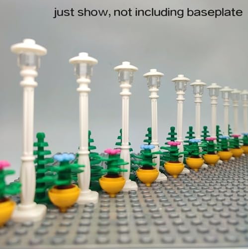 DSPITWOD City Street Lamp House Garden Building Accessories with Lights Trees and Flower Pot Block Toys Compatible with Major Bricks - Image 3