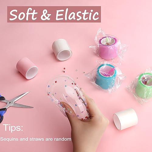 BB Hapeayou Nano Tape for Bubble Kit - 6pcs Colorful Double Sided Elastic Tape for Balloon Decorating and Crafting - Image 5