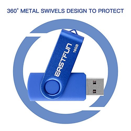 EASTFUN 3 Pcs 16GB USB 2.0 Flash Drive Fold Storage Memory Stick Thumb Drive Swivel Design, Mix Colors (Black Blue Green) - Image 4