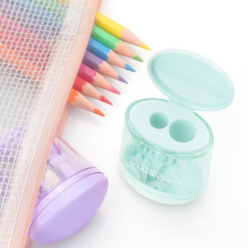 Tamaki 4 Pack Pencil Sharpeners Manual Dual Holes Compact Colored Handheld Pencil Sharpener for Kids, School, Office - Image 3