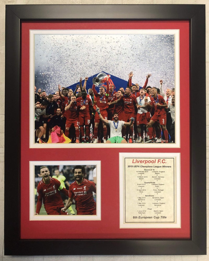 أساطير لا تموت ليفربول FC 2019 دوري أبطال أوروبا أبطال تذكارية مؤطرة صورة كولاج ديكور جدار 12x15