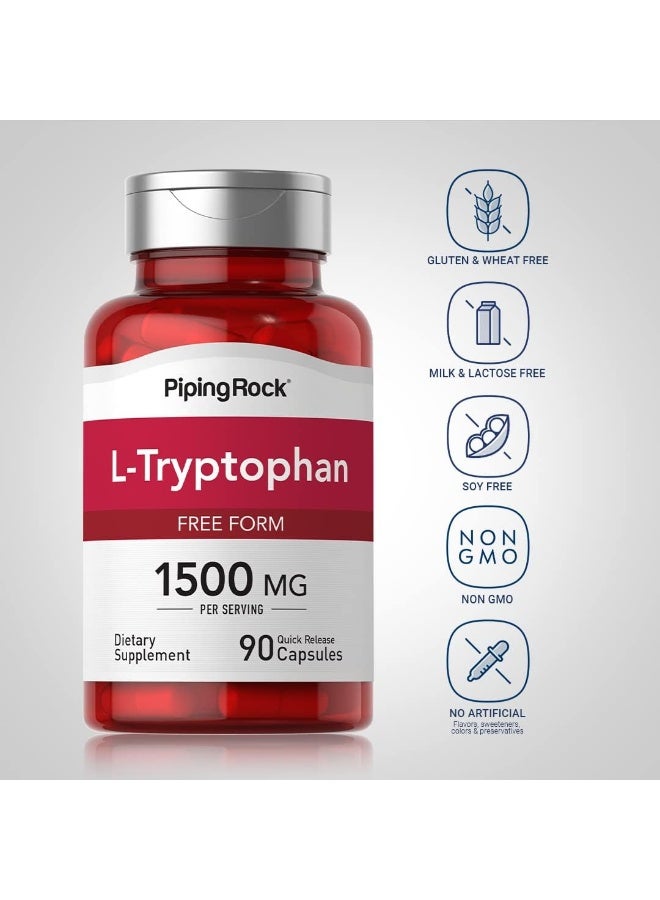 Piping Rock كبسولات L-Tryptophan 1500 ملغ للبالغين - Image 3