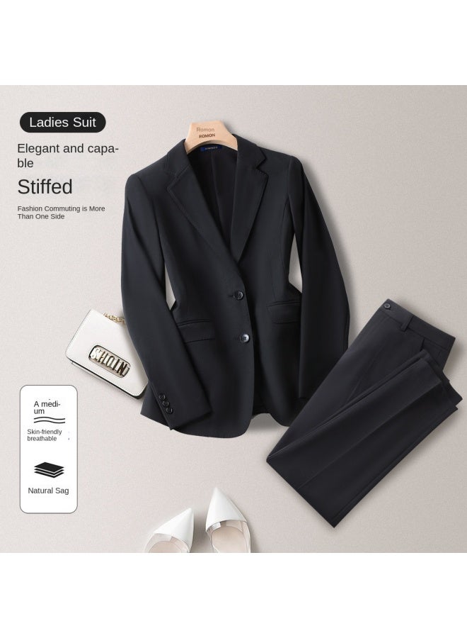 ROMON بدلة نسائية عمل + بنطلون، مجموعة كاجوال عصرية، بدلة مهنية بسيطة متعددة الاستخدامات، تناسب رفيع - Image 2