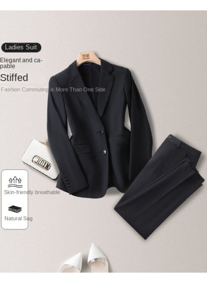 ROMON بدلة نسائية عمل + بنطلون، مجموعة كاجوال عصرية، بدلة مهنية بسيطة متعددة الاستخدامات، تناسب رفيع - Image 1