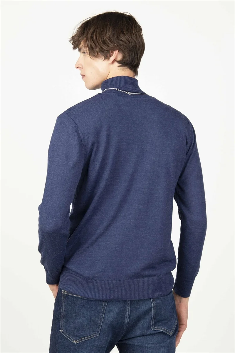 Tudors Slim Fit Narrow Cut Full Turtle Collar Plain Wool Men's Sweater