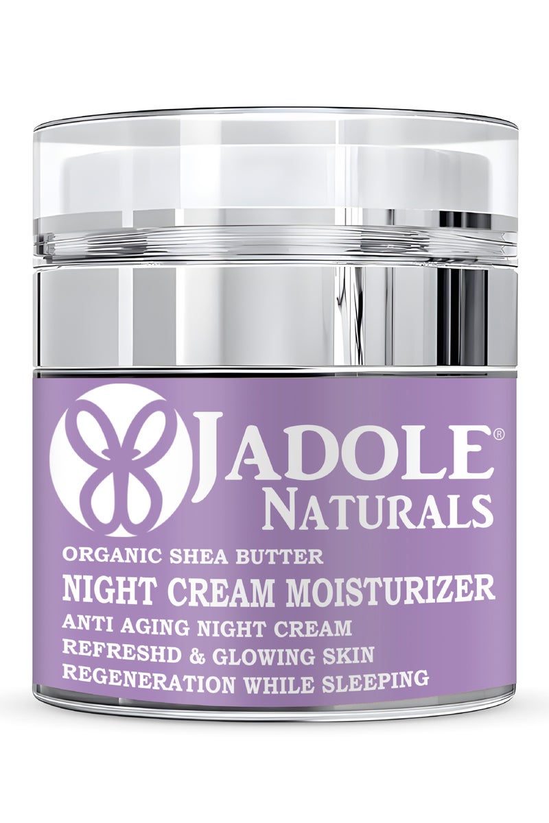 Jadole Naturals Night Cream With Organic Shea Butter 50ml, With Vitamin C | Green Tea & Hyaluronic Acid - Image 1