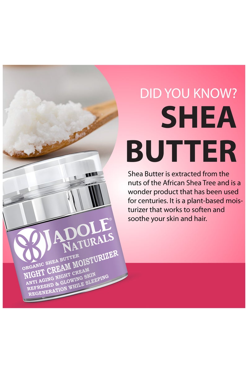 Jadole Naturals Night Cream With Organic Shea Butter 50ml, With Vitamin C | Green Tea & Hyaluronic Acid - Image 4