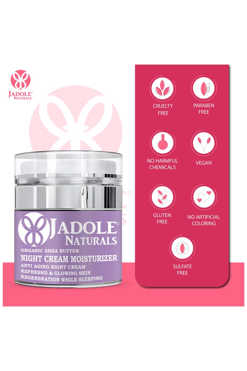 Jadole Naturals Night Cream With Organic Shea Butter 50ml, With Vitamin C | Green Tea & Hyaluronic Acid - Image 5