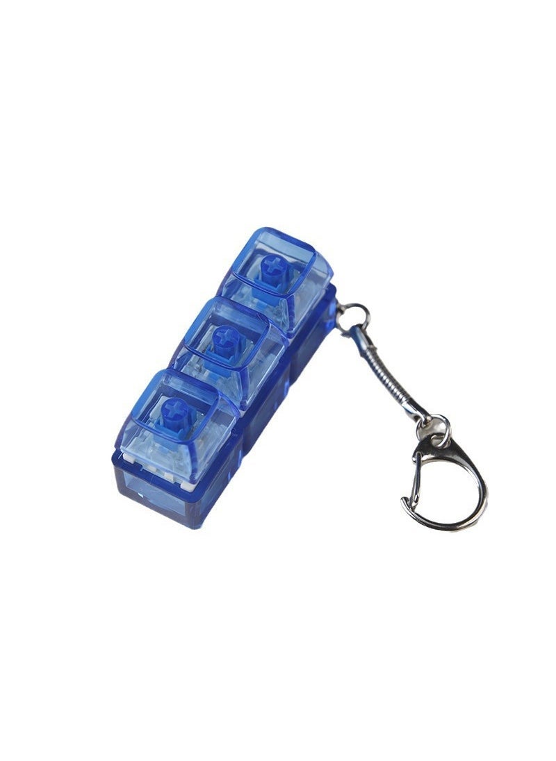 Generic PC fully transparent material decompression shaft tester press sound crisp 2 holes 3 holes 4 holes key chain with light transparent cap 3-hole blue transparent with light * 1 