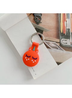 Customized Processing For Airtag Protective Case For Apple Airtag Protective Case Silicone Case Keychain Positioning-Color:Unicorn-Red