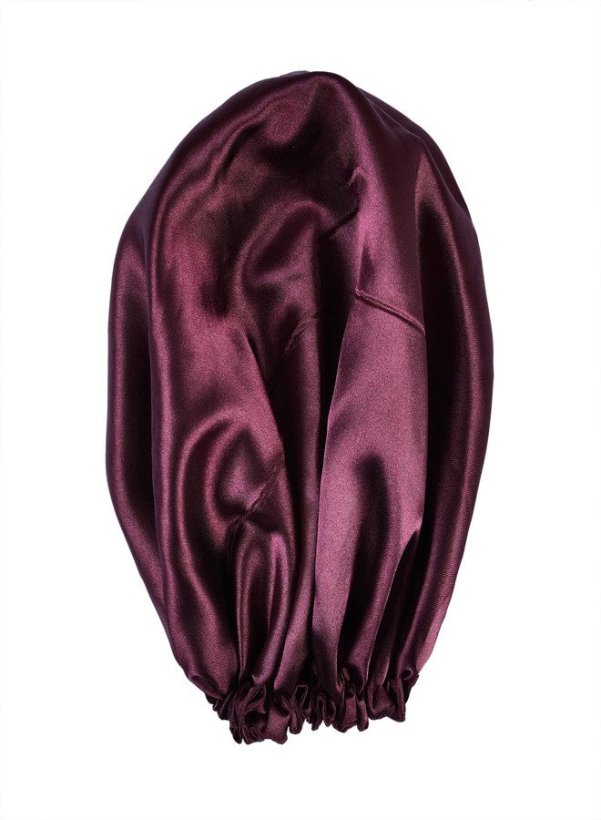 NNR Satin Silk Premium Sleeping Cap, Double Layered Stretchable Hair Bonnets for Girls, for All Head Size-(Maroon) - Image 3