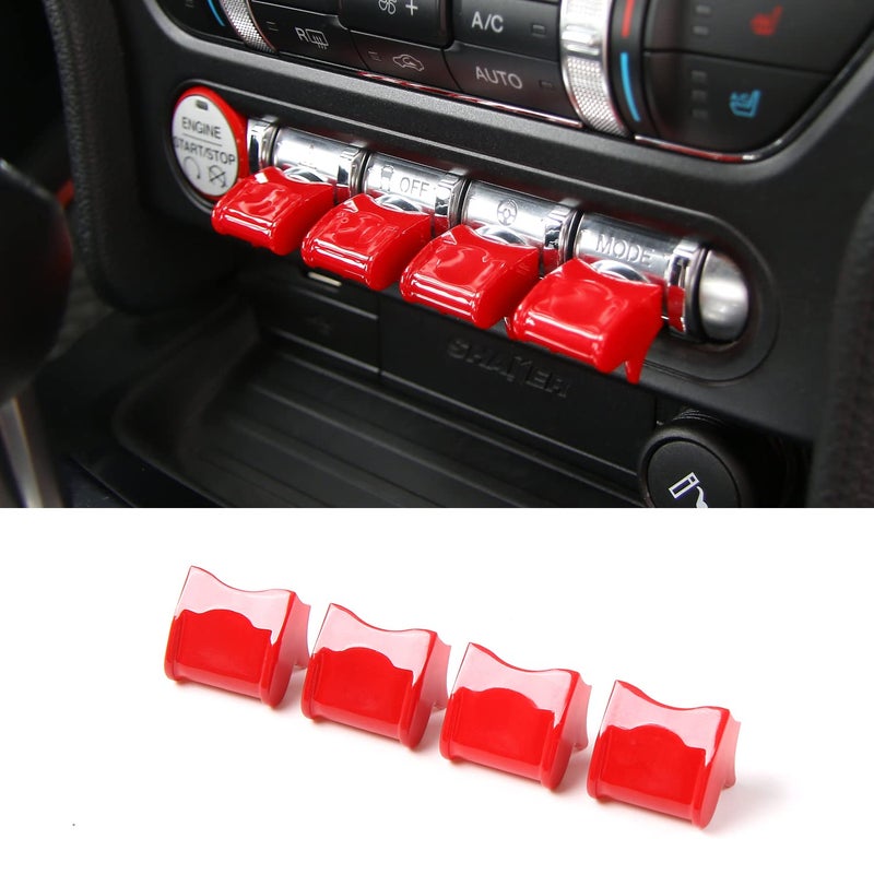 Jimen Compatible with Ford Mustang 20152020 Center Console Dashboard Button Switch Cover Trim Red