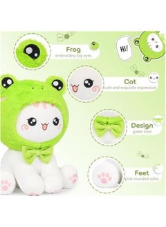 Generic Cute Frog Cat Plush Toy 10 Kawaii Kitten Stuffed Animal, Froggy Plushie Pillow Gift for Kids  - Image 2