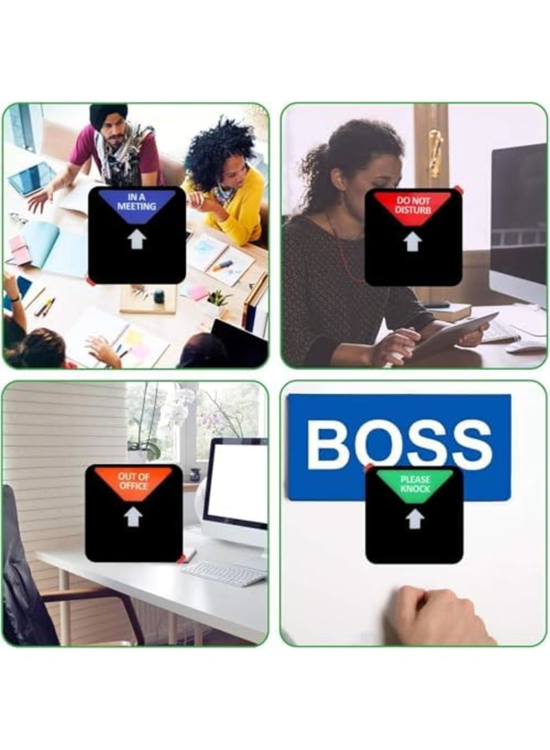 SYOSI Magnetic Office Privacy Sign for Door, Do Not Disturb/Please Knock/In a Meeting/Out of Bureau Indicator for Work from Home or Offices Use, Easy Slide, No Scratch, Black (2PCS,Square, Black) - Image 2