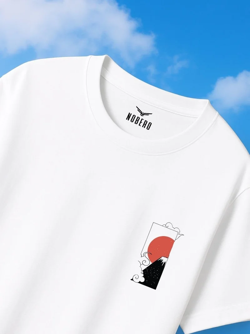 NOBERO Graphic Print T-Shirt for Men in White
