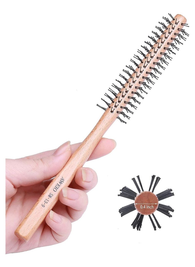 INFLUX Small Round Bristle Hair Brush - Curly Hair Brush, Scalp Massager, Detangling Tool for Men & Women, Wooden Handle Styling Brush  - Image 1
