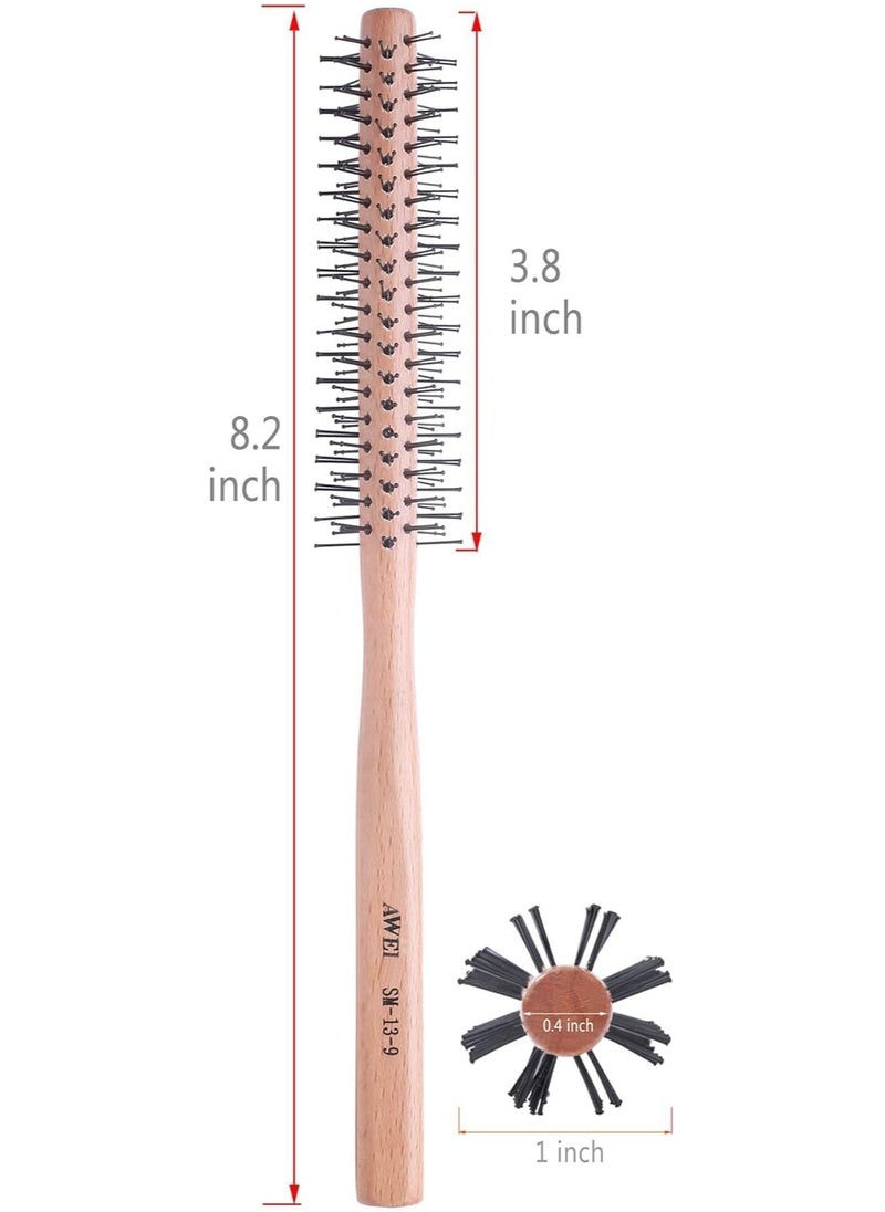 INFLUX Small Round Bristle Hair Brush - Curly Hair Brush, Scalp Massager, Detangling Tool for Men & Women, Wooden Handle Styling Brush  - Image 3