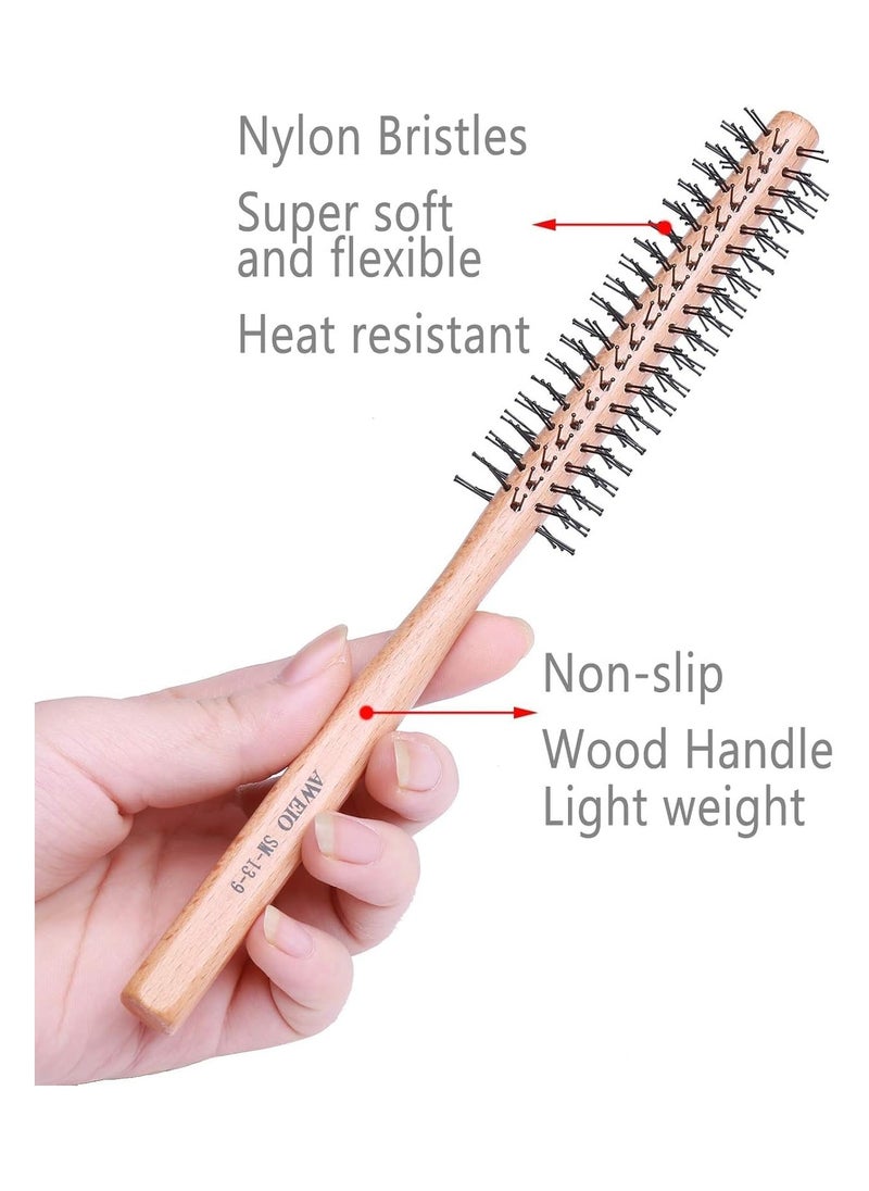 INFLUX Small Round Bristle Hair Brush - Curly Hair Brush, Scalp Massager, Detangling Tool for Men & Women, Wooden Handle Styling Brush  - Image 4