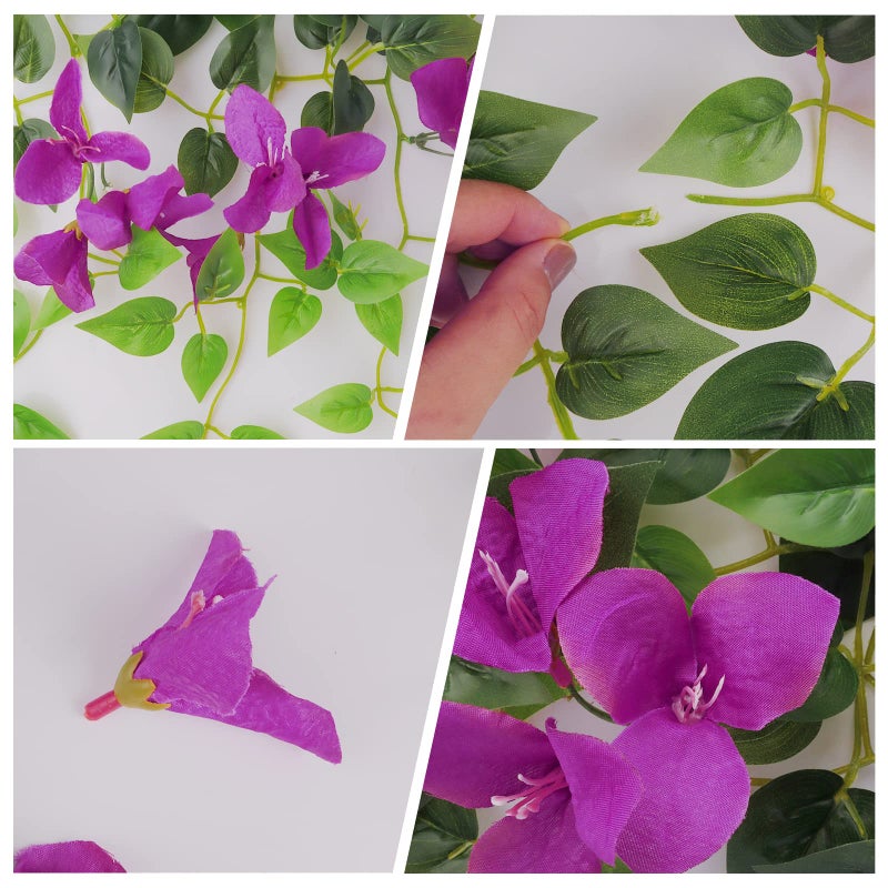 Elecxlink Artificial Hanging Flowers Bougainvillea, UV Resistant Faux Silk Flower Fabric Vine for Indoor Outdoor Garden Porch Eave Fence Wedding Wall Spring Summer Decor - Image 3