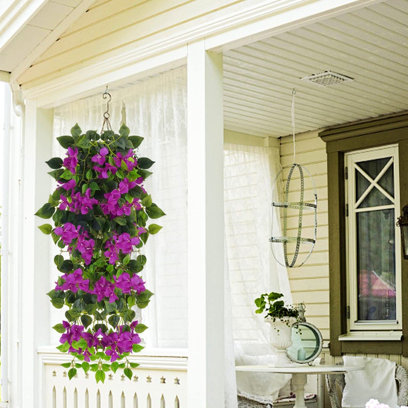 Elecxlink Artificial Hanging Flowers Bougainvillea, UV Resistant Faux Silk Flower Fabric Vine for Indoor Outdoor Garden Porch Eave Fence Wedding Wall Spring Summer Decor - Image 5