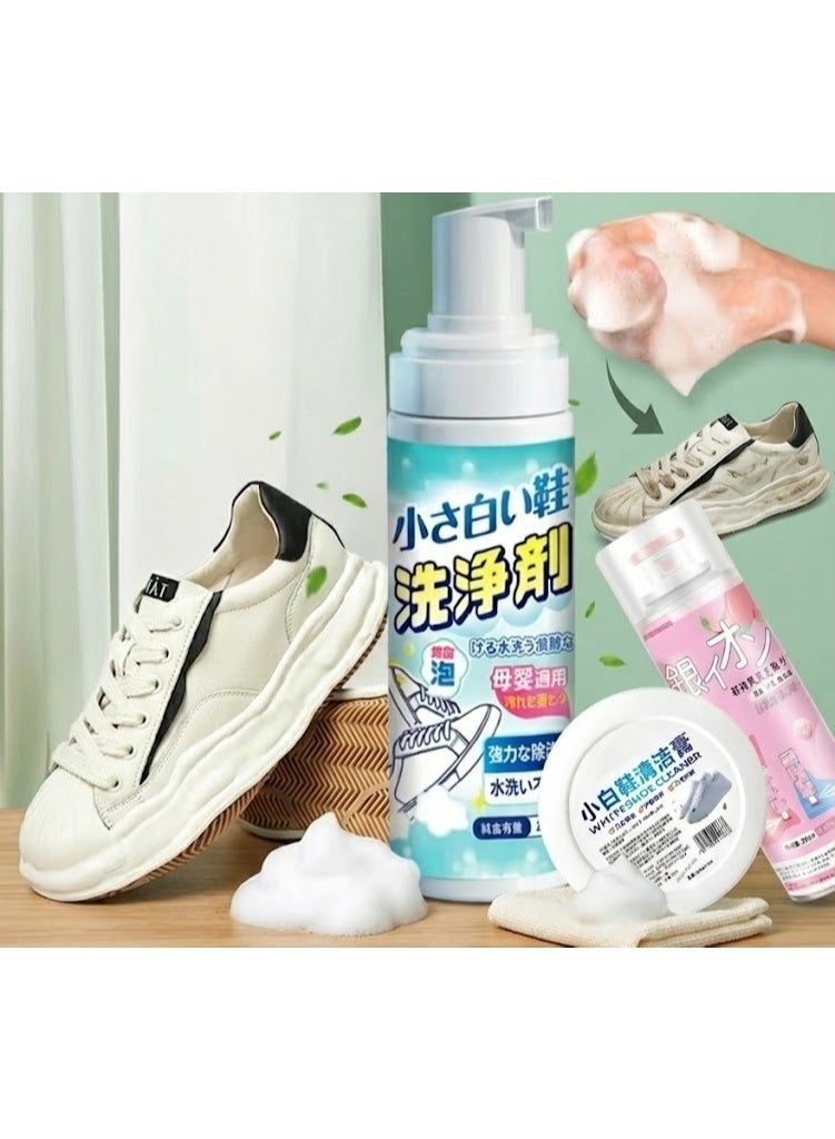 zoba Complete White Shoe Care Kit (3 in 1) - Cleaning Foam, Whitening Paste, and Deodorizing Spray (Fragrant and Refreshing) - Image 2