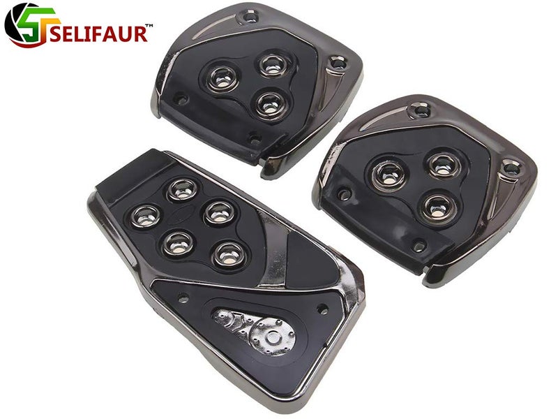 Selifaur 3 Pcs Black Non-Slip Manual Car Pedals kit Pad Covers Set for Maruti Suzuki Xl6 - Image 4
