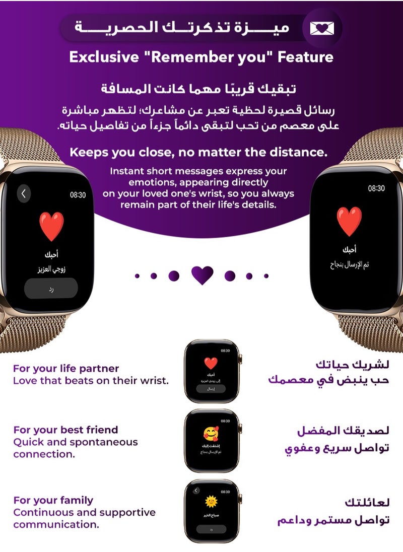 Urjwan - Smartwatch 10th Gen – Gold, 42mm | AMOLED Ultra-Clear Display, Photo Display Feature, Exclusive App, “Remember You” instance messaging, Slimmer Design with Reduced Bezels, New Colors with Extra Strap, Call & Notification Support. - Image 1