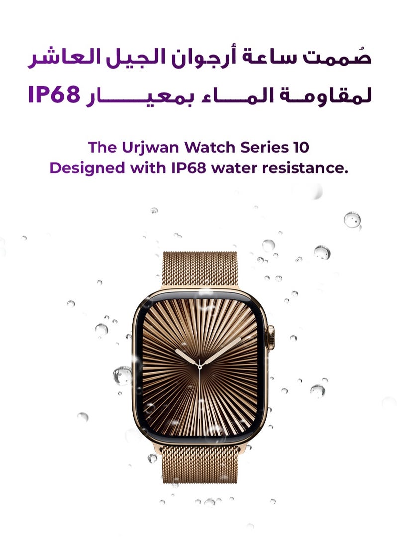 Urjwan - Smartwatch 10th Gen – Gold, 42mm | AMOLED Ultra-Clear Display, Photo Display Feature, Exclusive App, “Remember You” instance messaging, Slimmer Design with Reduced Bezels, New Colors with Extra Strap, Call & Notification Support. - Image 1