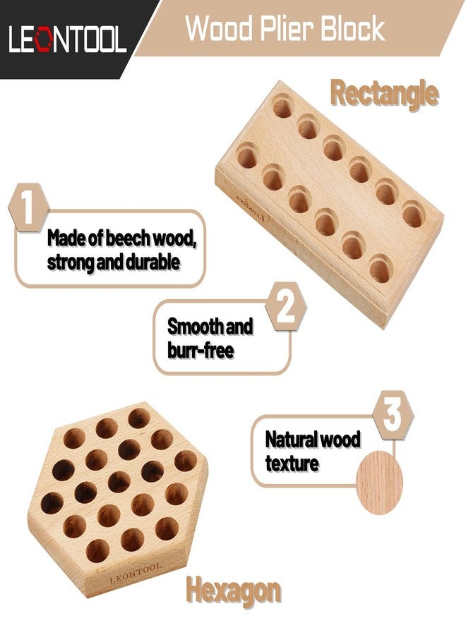 منظم كماشة خشبي من ليونتول، عبوتان، رفوف كماشة خشبية، حامل كماشة خشبي، حامل كماشة لتخزين الكماشات - مستطيل وسداسي الشكل - Image 2