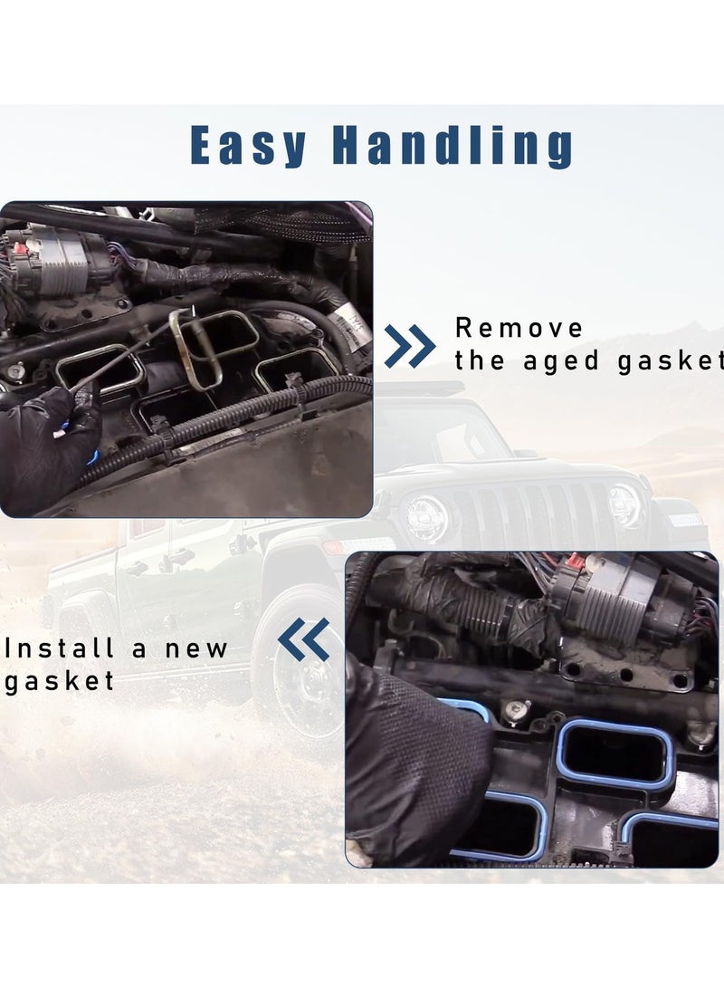 Zikra Car Intake Manifold Gasket Set, 12PCS Intake Manifold Gaskets Include Lower & Upper Gasket Plenum, Tight Intake Manifold Rubber Sealing, Engin Gasket, Compatible with Chrysler, Dodge, Jeep - Image 5