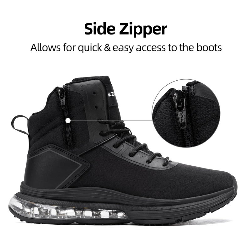 KEFUWU Men's Waterproof Work Tactical Boots Side Zipper Hiking Combat Military Boots Non Slip Lightweight 6 Inches (Men 10.5,Black) - Image 5