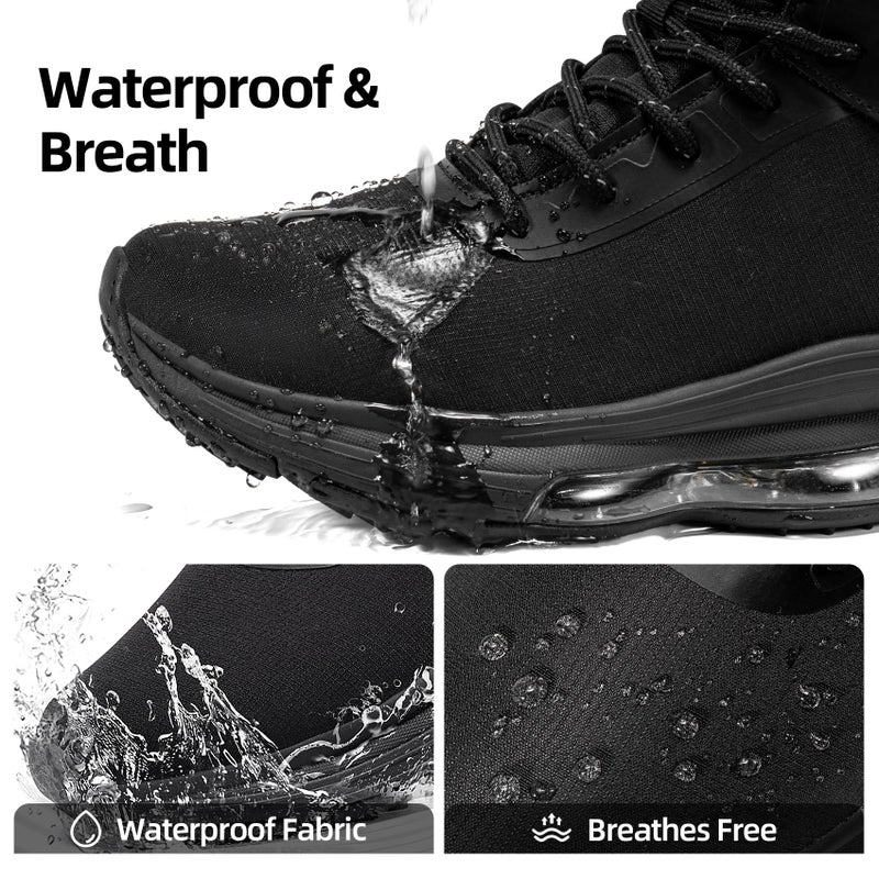 KEFUWU Men's Waterproof Work Tactical Boots Side Zipper Hiking Combat Military Boots Non Slip Lightweight 6 Inches (Men 10.5,Black) - Image 4