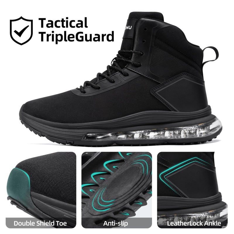 KEFUWU Men's Waterproof Work Tactical Boots Side Zipper Hiking Combat Military Boots Non Slip Lightweight 6 Inches (Men 10.5,Black) - Image 3