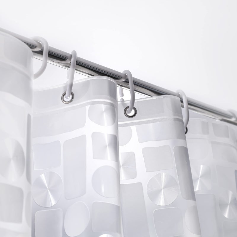 NTBAY EVA Semi-Transparent Clear Shower Curtain with Geometric, Water-Repellent Liner with 3 Magnets for Bathroom, 72x72 Inches - Image 3