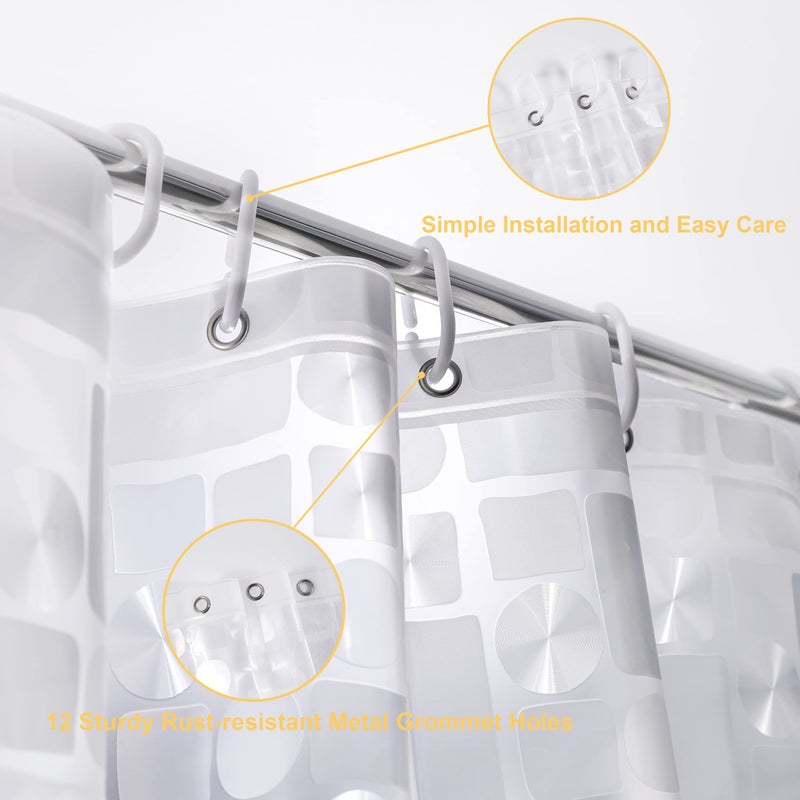 NTBAY EVA Semi-Transparent Clear Shower Curtain with Geometric, Water-Repellent Liner with 3 Magnets for Bathroom, 72x72 Inches - Image 5