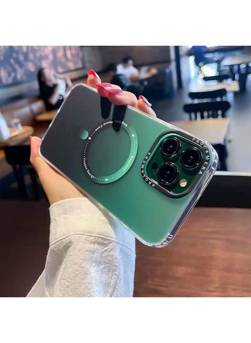 iPhone 14 Pro Max Case Cover Military Grade Drop Tested Compatible with MagSafe Slim Protective Matte Silicone Shock Proof, Heat Dissipation, Magnetic Attraction, for IPhone 14 Pro Max Green - Image 4