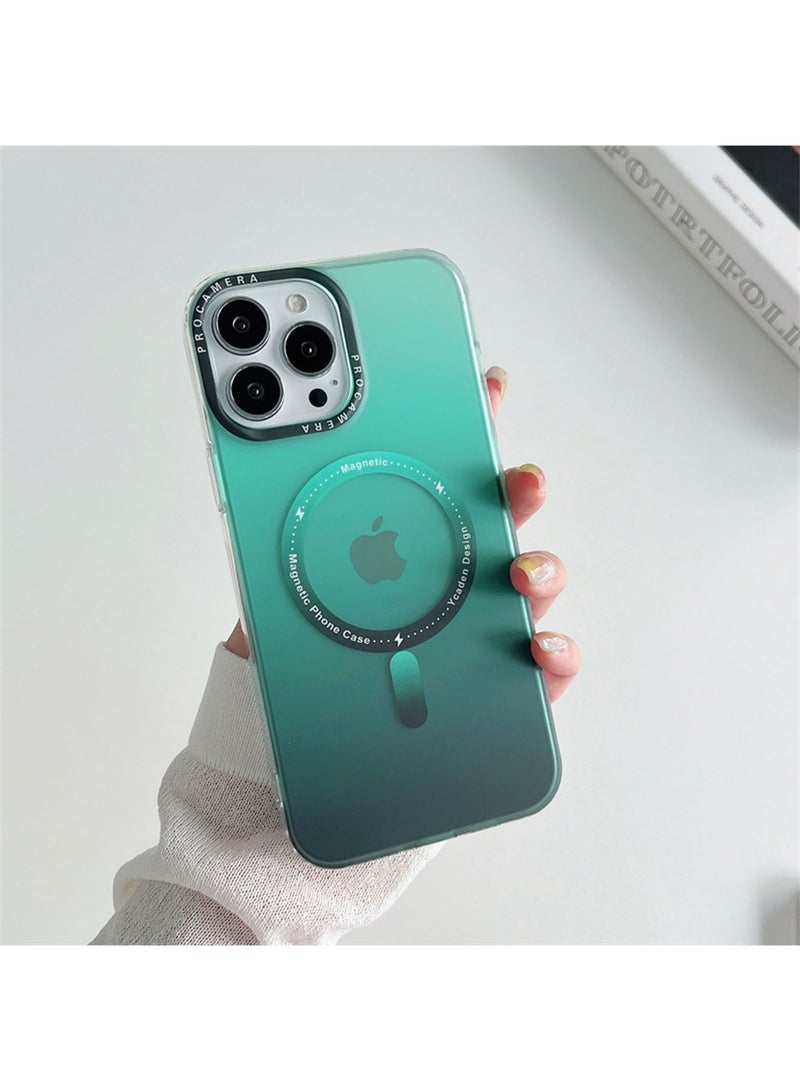 iPhone 14 Pro Max Case Cover Military Grade Drop Tested Compatible with MagSafe Slim Protective Matte Silicone Shock Proof, Heat Dissipation, Magnetic Attraction, for IPhone 14 Pro Max Green - Image 2