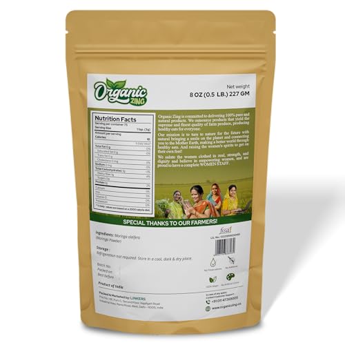 ORGANIC ZING Moringa Powder Food Grade 227 g 8 oz Finely Ground Moringa Oleifera Leaf Powder for Smoothies Cooking Daily Use - Image 3